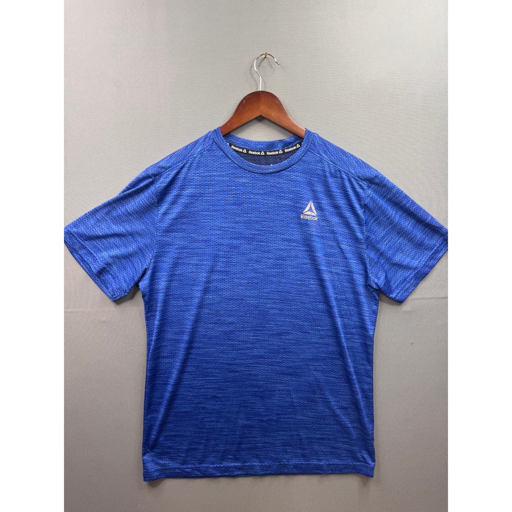 Reebok T-Shirt Mens Blue Space Dye Performance Mesh‎ Athletic Top Size M